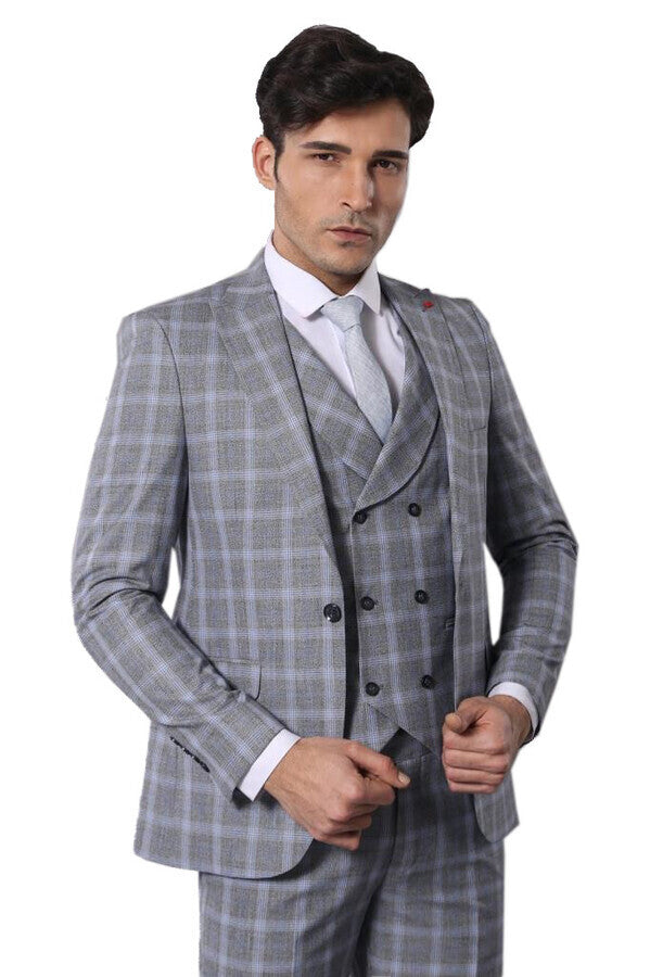 Double Breasted Grey Suit | Wessi