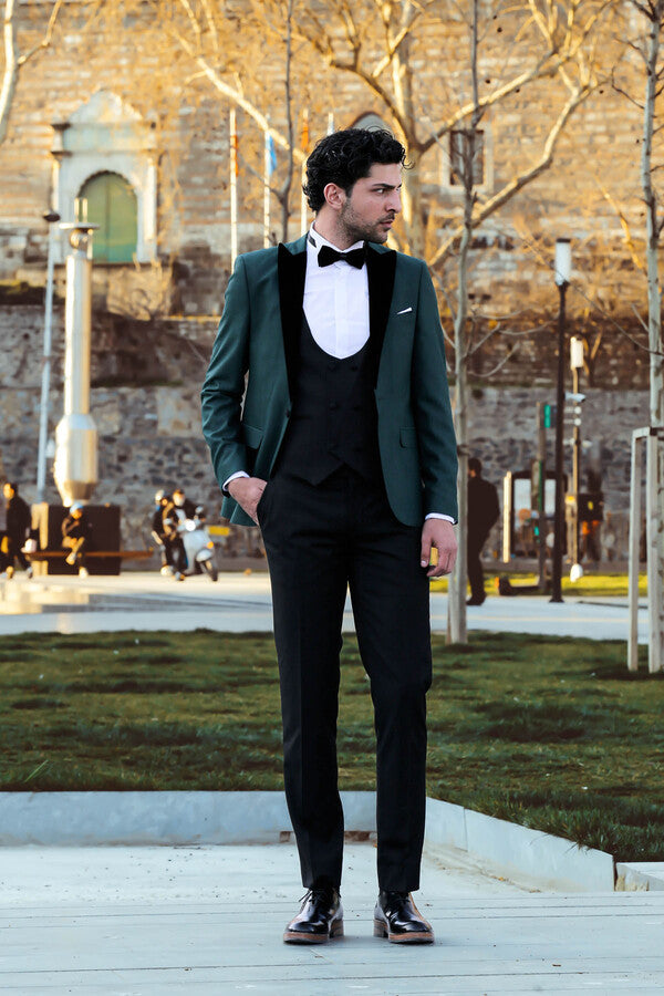 Esmoquin cruzado estampado verde para hombre - Wessi