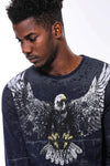 Eagle Patterned Slim Fit Navy Blue Sweatshirt - Wessi