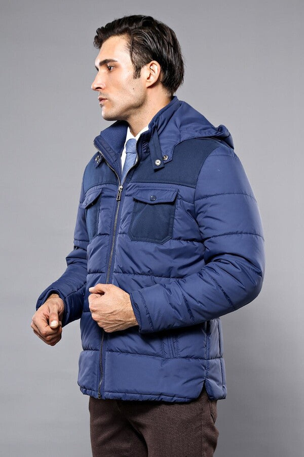 Puffer Navy Blue Men Coat - Wessi