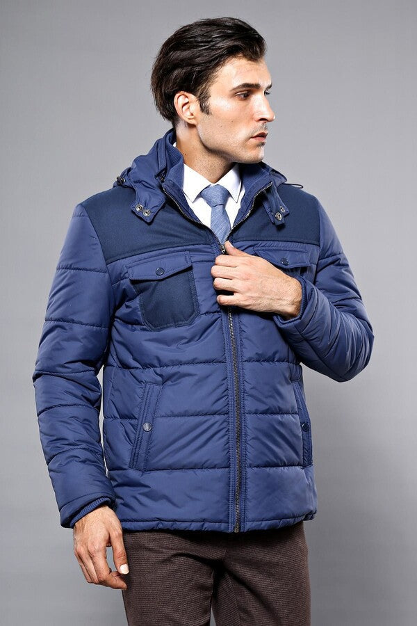 Puffer Navy Blue Men Coat - Wessi