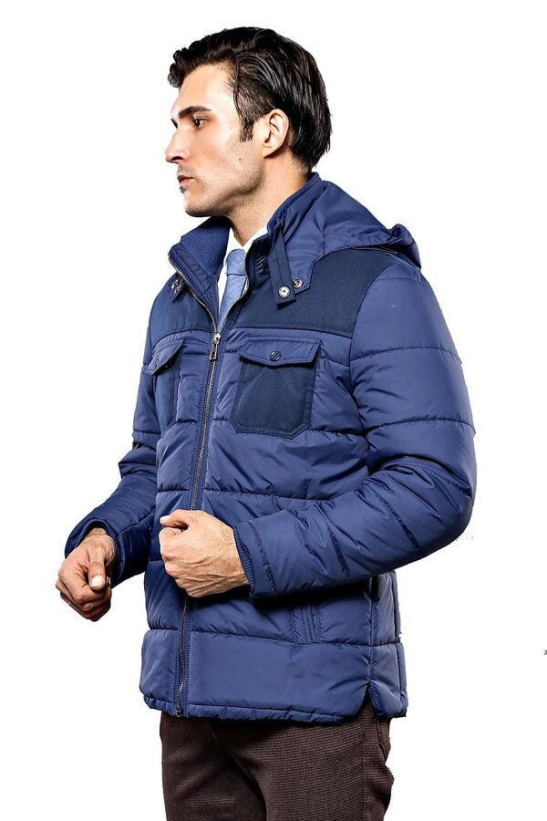 Abrigo acolchado azul marino para hombre - Wessi