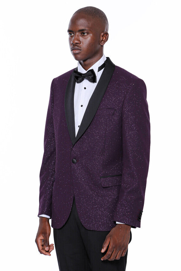 Purple Shawl Lapel Tuxedo Jacket - Wessi