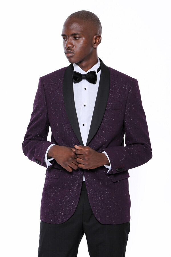 Purple Shawl Lapel Tuxedo Jacket - Wessi