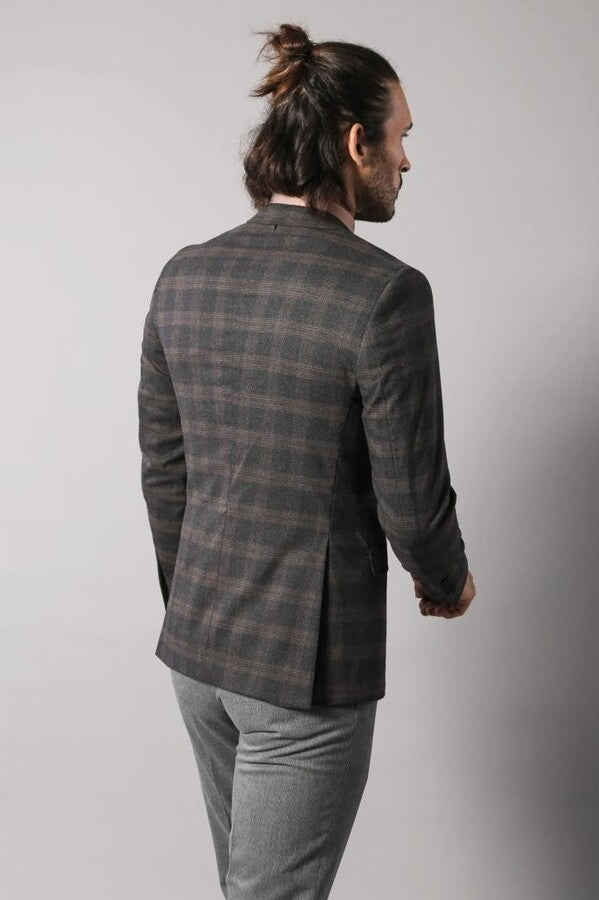 Slimfit Plaid Wool Blazer - Wessi