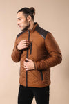 Tan Quilted Down Men Coat - Wessi