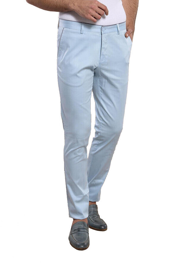 Pantalones de algodón azul con bolsillos de solapa para hombre - Wessi