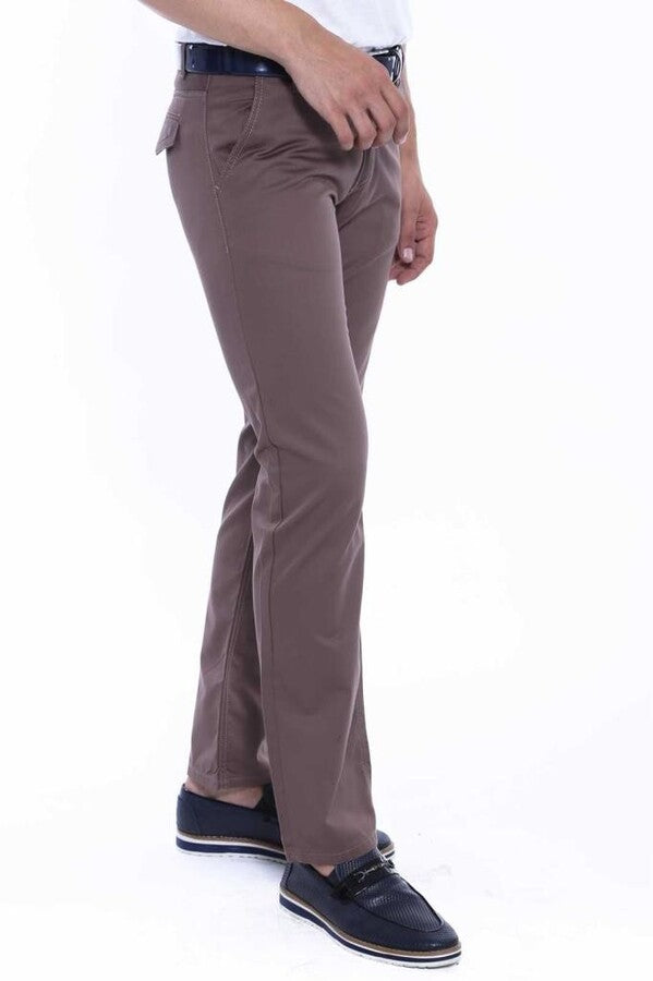 Flap Pockets Cotton Plain Men Pants - Wessi