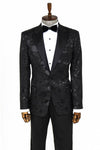 Floral Patterned Black Men Prom Blazer - Wessi