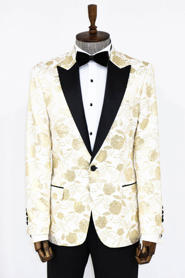 Blazer de fiesta para hombre blanco con estampado floral - Wessi