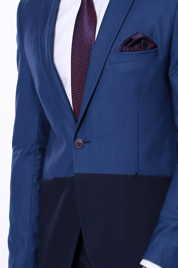 Fragmental Navy Blue Men Suit | Wessi