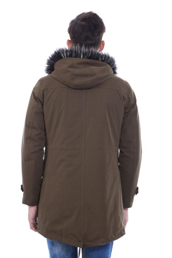 Parka con capucha de piel color caqui para hombre - Wessi