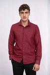 Slim Fit Cotton Plain Burgundy Men Lumberjack Shirt - Wessi