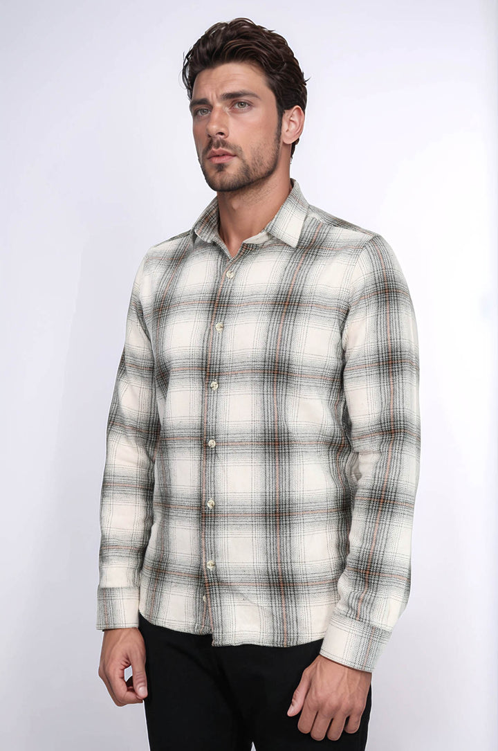 Checked Beige Men Lumberjack Shirt - Wessi