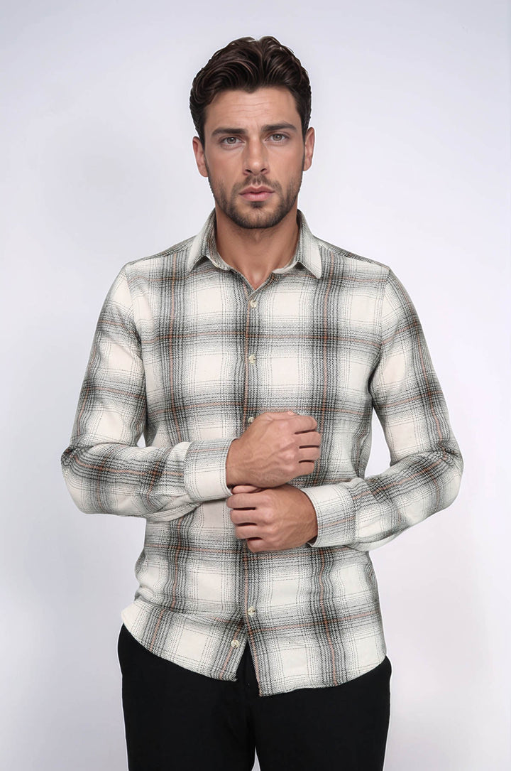 Checked Beige Men Lumberjack Shirt - Wessi