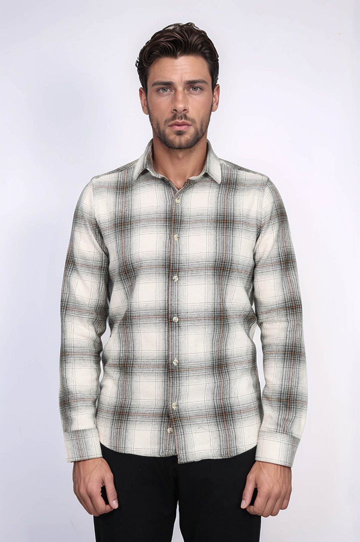 Checked Beige Men Lumberjack Shirt - Wessi