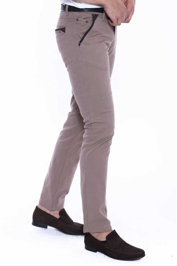 Pantalón Hombre Gabardín Liso Beige - Wessi