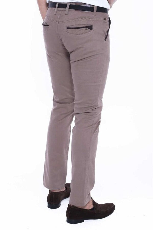 Pantalón Hombre Gabardín Liso Beige - Wessi