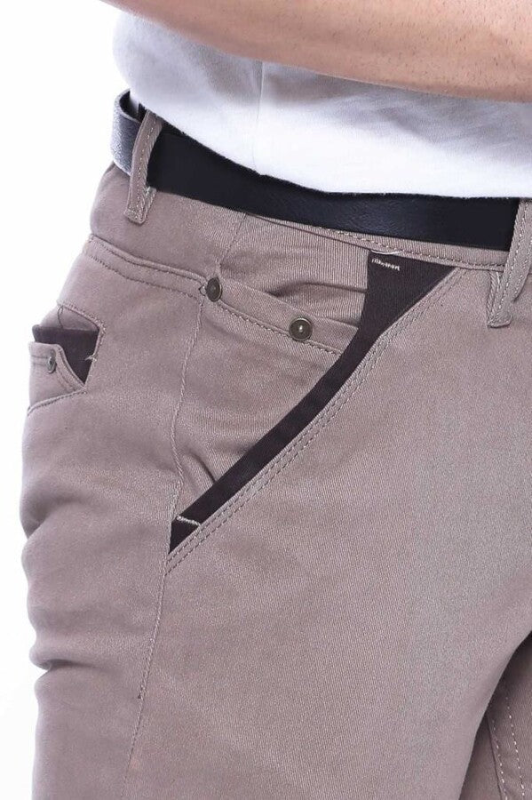 Pantalón Hombre Gabardín Liso Beige - Wessi