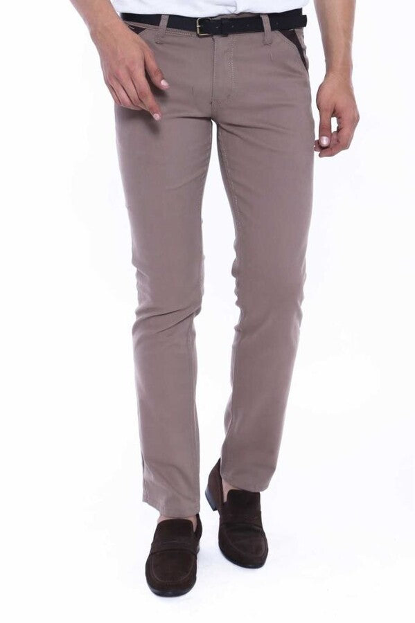 Pantalón Hombre Gabardín Liso Beige - Wessi