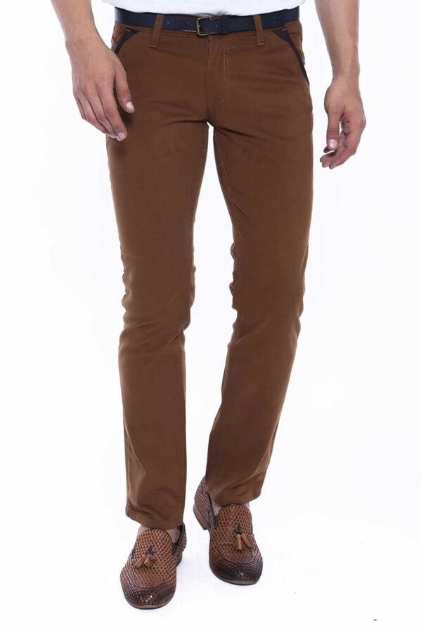 Pantalones marrones con bolsillos de gabardina para hombre - Wessi