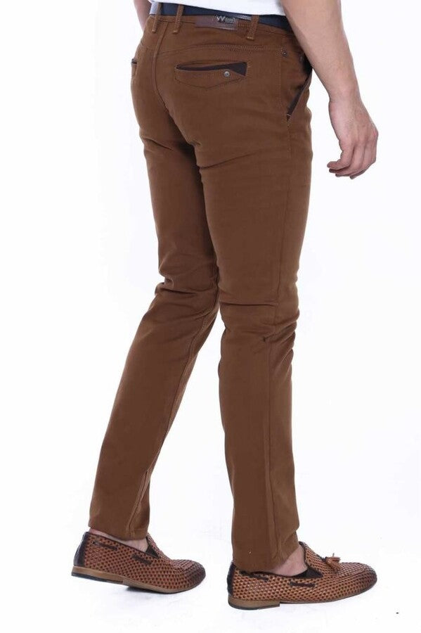 Pantalones marrones con bolsillos de gabardina para hombre - Wessi