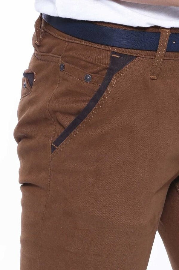 Pantalones marrones con bolsillos de gabardina para hombre - Wessi