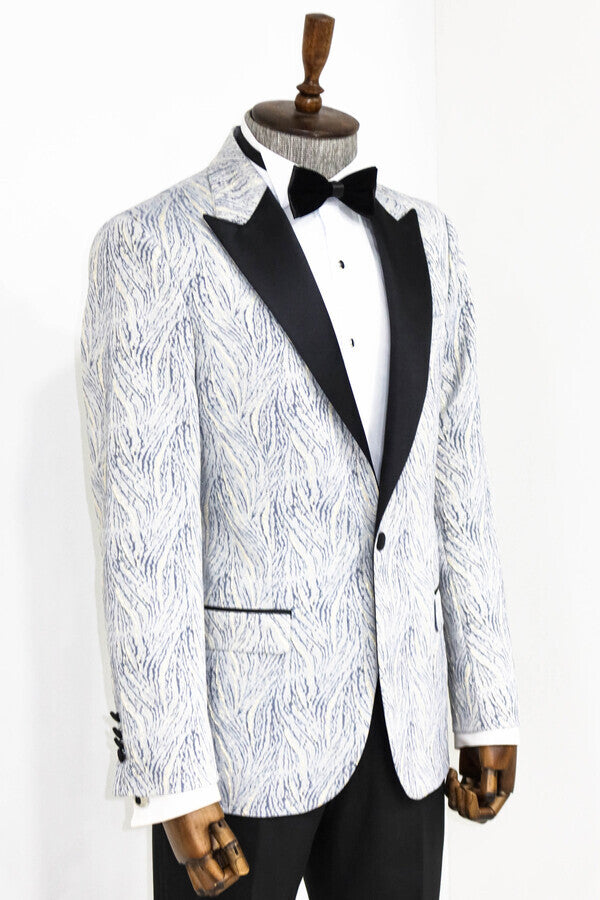 Blazer de fiesta para hombre en azul claro con estampado brillante - Wessi