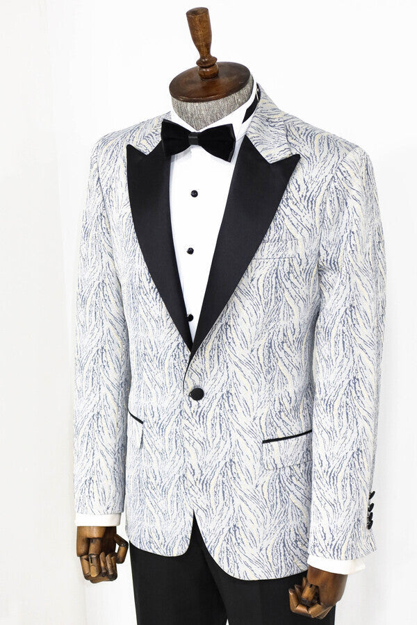 Blazer de fiesta para hombre en azul claro con estampado brillante - Wessi