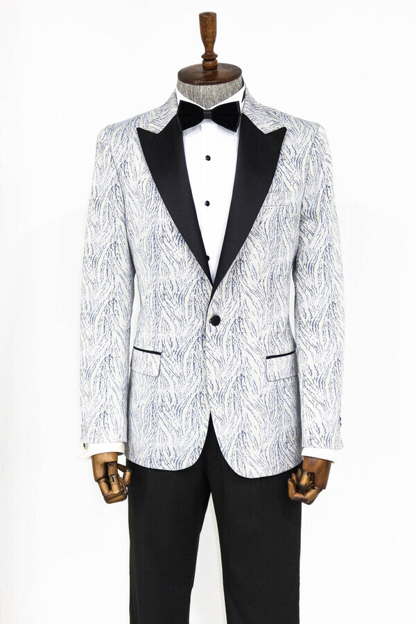 Blazer de fiesta para hombre en azul claro con estampado brillante - Wessi