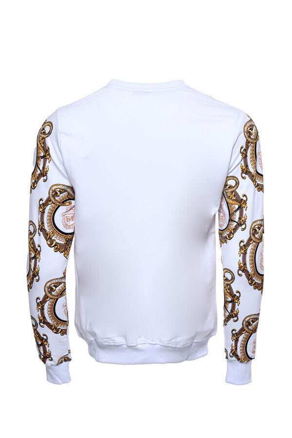 Sudadera blanca ajustada con estampado dorado - Wessi