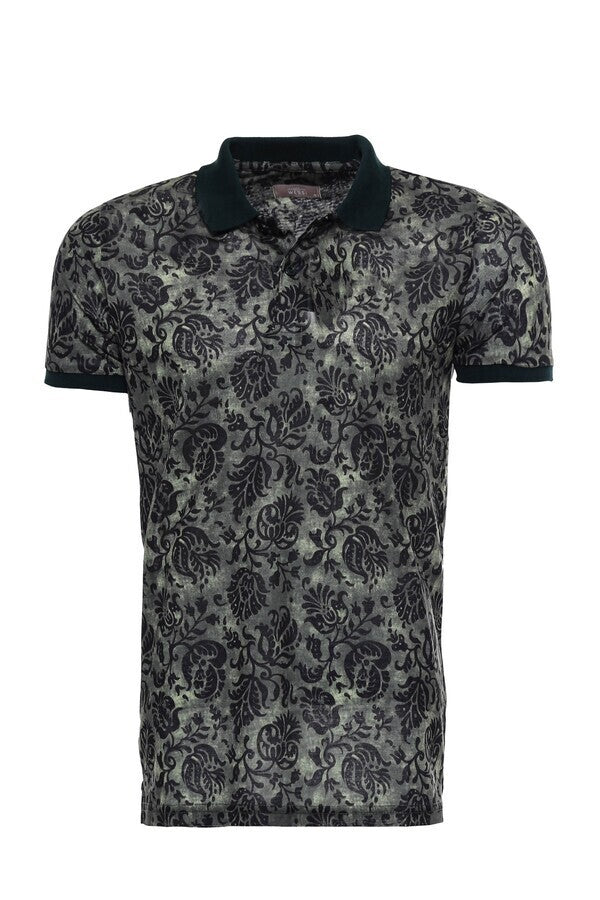 Camiseta de cuello alto con estampado floral verde para hombre - Wessi