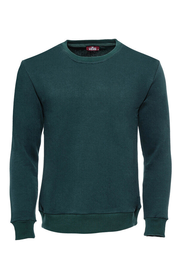 Sudadera verde lisa con cuello circular - Wessi