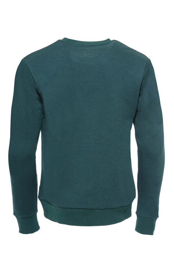 Sudadera verde lisa con cuello circular - Wessi