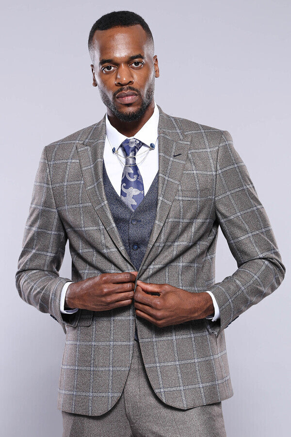 Vested Grey Men Suit - Wessi