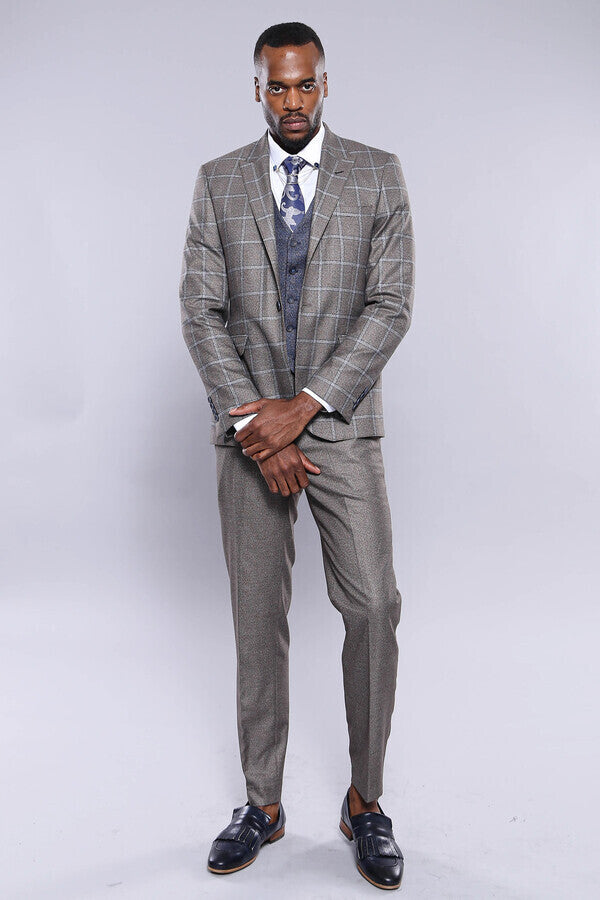 Vested Grey Men Suit - Wessi