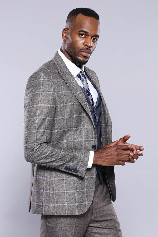 Vested Grey Men Suit - Wessi