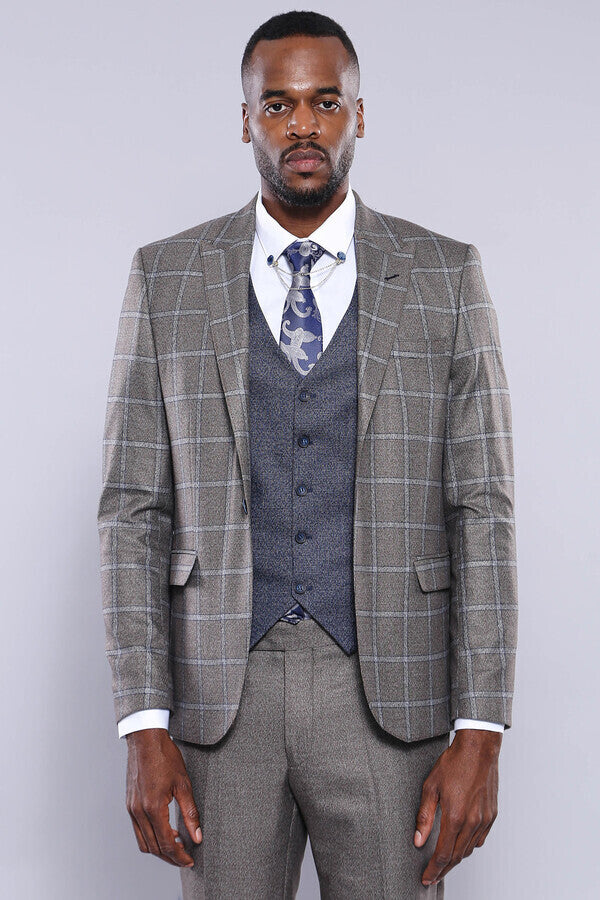 Vested Grey Men Suit - Wessi