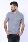 Grey Patterned Tricot Knitted T-Shirt - Wessi