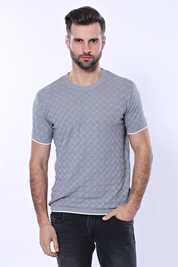 Camiseta de punto de tricot con estampado gris - Wessi