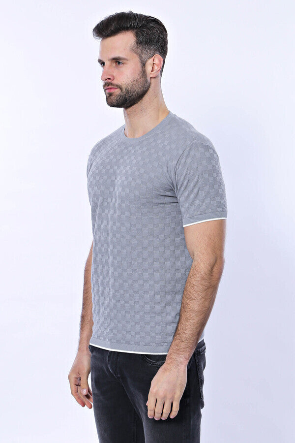 Camiseta de punto de tricot con estampado gris - Wessi