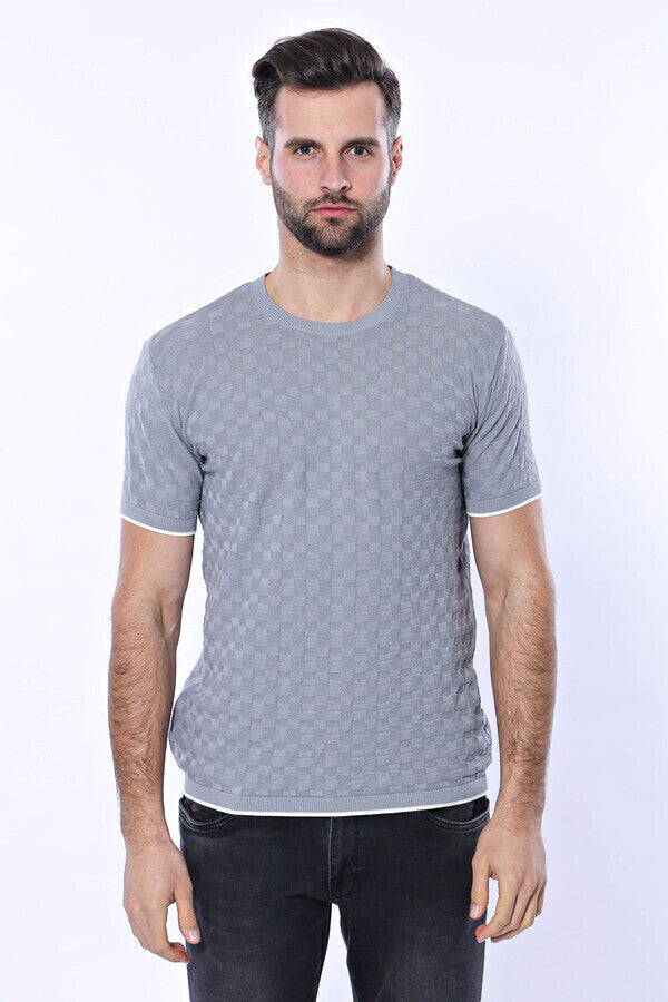 Camiseta de punto de tricot con estampado gris - Wessi