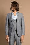 Grey Slim Fit Men's Suit with Vest | Wessi