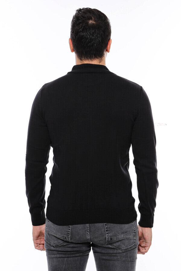 Half Turtleneck Black Knitwear Sweater - Wessi