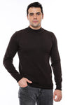 Half Turtleneck Brown Knitwear Sweater - Wessi