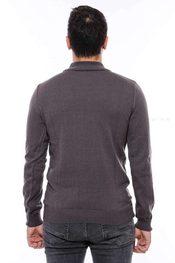 Half Turtleneck Dark Grey Knitwear Sweater - Wessi