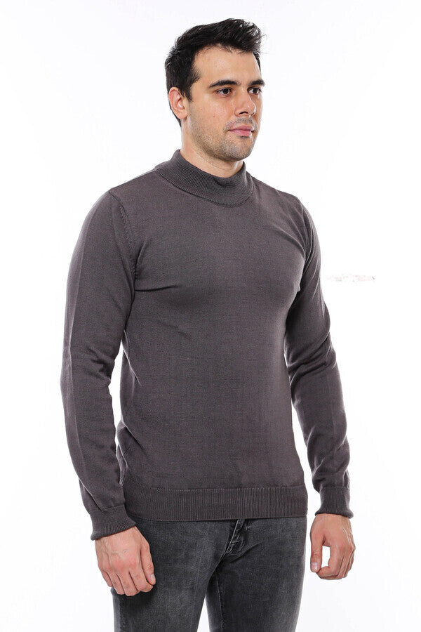 Half Turtleneck Dark Grey Knitwear Sweater - Wessi