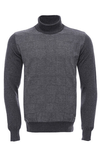 Half Turtleneck Patterned Anthracite Men Knitwear - Wessi