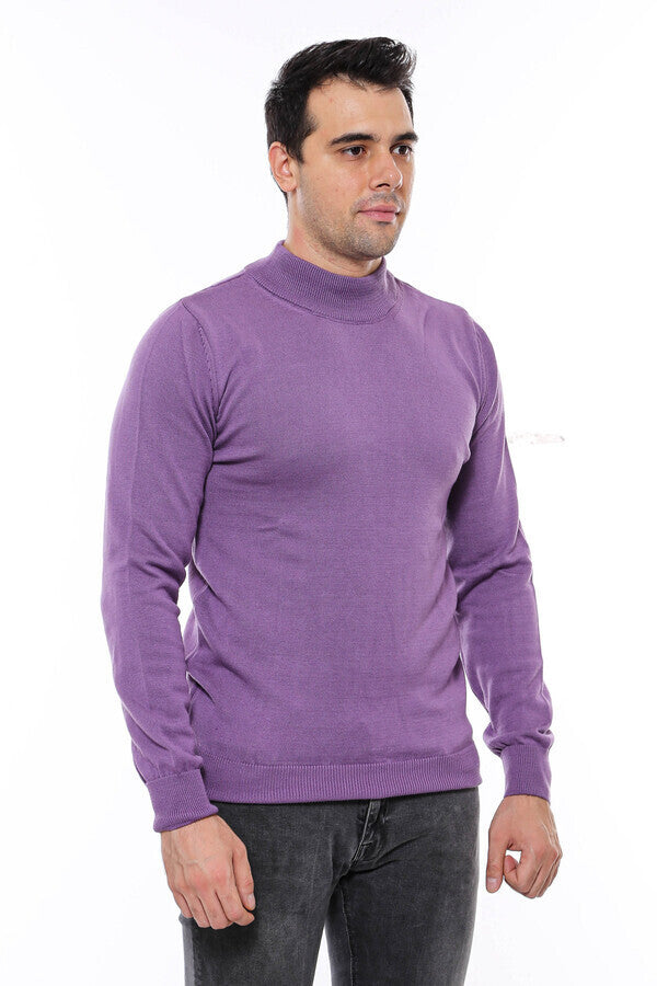 Half Turtleneck Purple Knitwear Sweater - Wessi