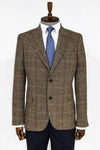 Herringbone Slim Fit Wool Brown Men Blazer - Wessi